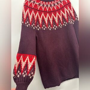 Free People Scotland Sweater Dress Plum & Red Fair Isle Sweater Dress Size Small